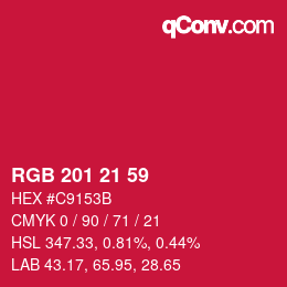 Código de color: RGB 201 21 59 | qconv.com