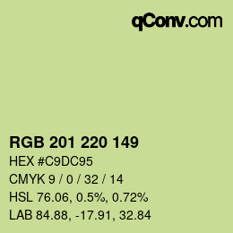 Color code: RGB 201 220 149 | qconv.com