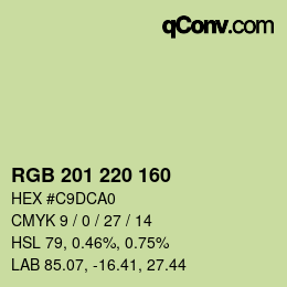 Color code: RGB 201 220 160 | qconv.com