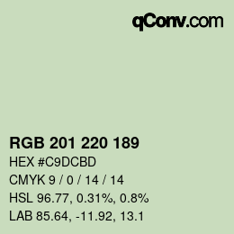 颜色代码: RGB 201 220 189 | qconv.com