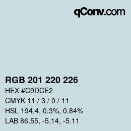 Color code: RGB 201 220 226 | qconv.com