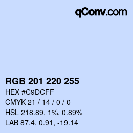Color code: RGB 201 220 255 | qconv.com