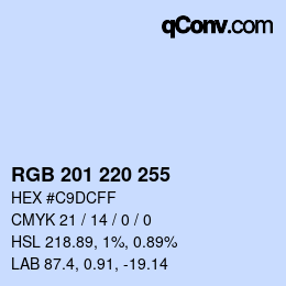 Color code: RGB 201 220 255 | qconv.com