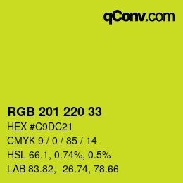 Color code: RGB 201 220 33 | qconv.com