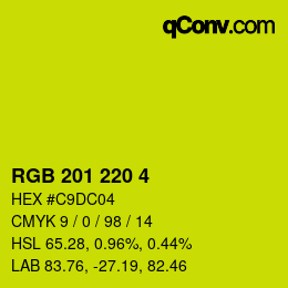 颜色代码: RGB 201 220 4 | qconv.com