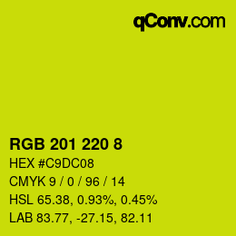 カラーコード: RGB 201 220 8 | qconv.com