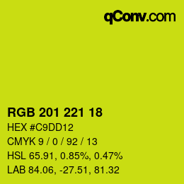 カラーコード: RGB 201 221 18 | qconv.com