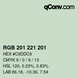 Color code: RGB 201 221 201 | qconv.com