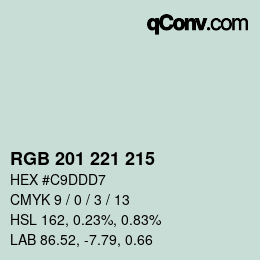 カラーコード: RGB 201 221 215 | qconv.com