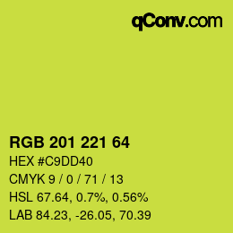 Color code: RGB 201 221 64 | qconv.com
