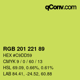 Color code: RGB 201 221 89 | qconv.com