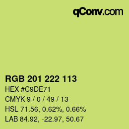 Color code: RGB 201 222 113 | qconv.com