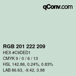 Color code: RGB 201 222 209 | qconv.com