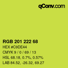 Color code: RGB 201 222 68 | qconv.com