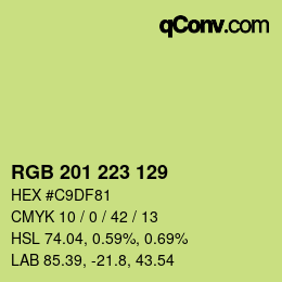 Color code: RGB 201 223 129 | qconv.com