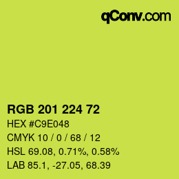 Color code: RGB 201 224 72 | qconv.com