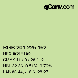 Color code: RGB 201 225 162 | qconv.com