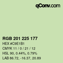 Color code: RGB 201 225 177 | qconv.com