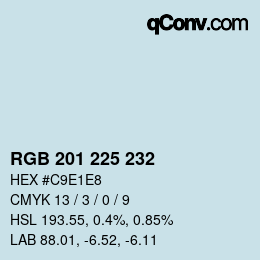 Color code: RGB 201 225 232 | qconv.com