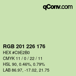 Color code: RGB 201 226 176 | qconv.com