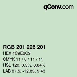Color code: RGB 201 226 201 | qconv.com