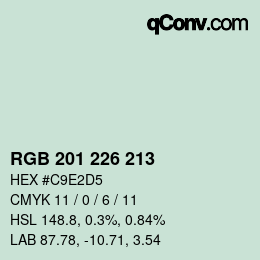 Color code: RGB 201 226 213 | qconv.com