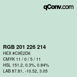 Color code: RGB 201 226 214 | qconv.com