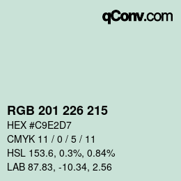 Color code: RGB 201 226 215 | qconv.com
