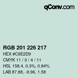 Color code: RGB 201 226 217 | qconv.com
