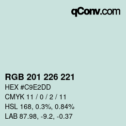 Color code: RGB 201 226 221 | qconv.com