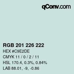 Color code: RGB 201 226 222 | qconv.com