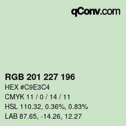 Color code: RGB 201 227 196 | qconv.com