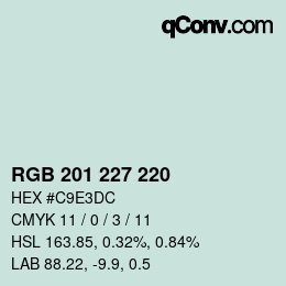 Color code: RGB 201 227 220 | qconv.com
