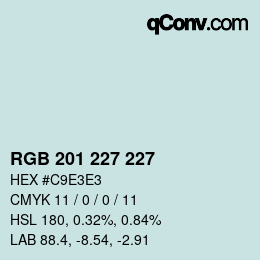Farbcode: RGB 201 227 227 | qconv.com