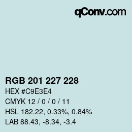 颜色代码: RGB 201 227 228 | qconv.com