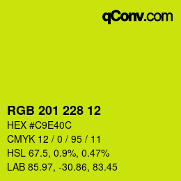 Color code: RGB 201 228 12 | qconv.com