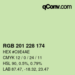 Color code: RGB 201 228 174 | qconv.com
