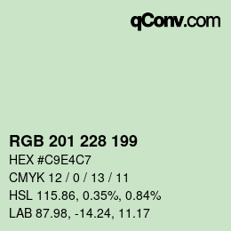 Color code: RGB 201 228 199 | qconv.com