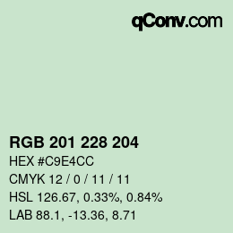 Color code: RGB 201 228 204 | qconv.com