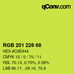 Color code: RGB 201 228 68 | qconv.com