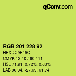 Color code: RGB 201 228 92 | qconv.com