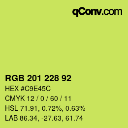 Color code: RGB 201 228 92 | qconv.com