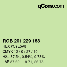 Color code: RGB 201 229 168 | qconv.com