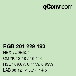 Color code: RGB 201 229 193 | qconv.com