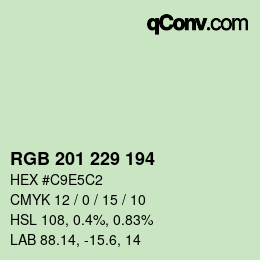 Color code: RGB 201 229 194 | qconv.com