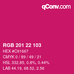 Color code: RGB 201 22 103 | qconv.com