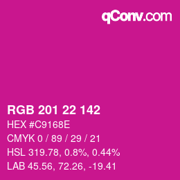 Color code: RGB 201 22 142 | qconv.com