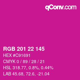 Color code: RGB 201 22 145 | qconv.com