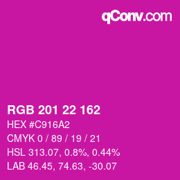 Color code: RGB 201 22 162 | qconv.com