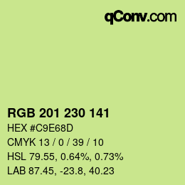 Color code: RGB 201 230 141 | qconv.com